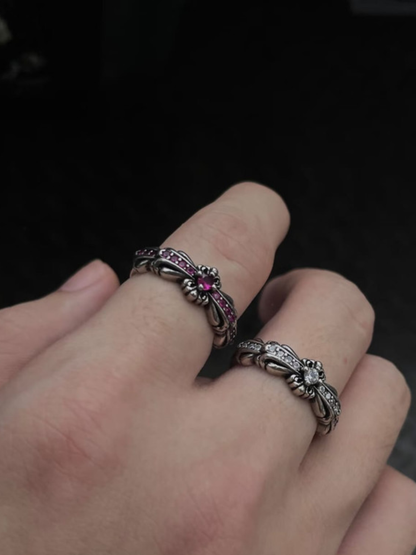 Gothic Gemstone Flower Band Ring