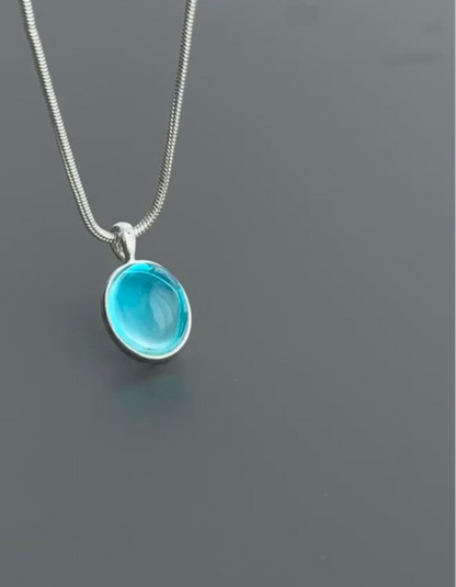 Aqua Glow Minimalist Pendant Necklace
