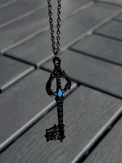 Gothic Black Ornate Key Necklace