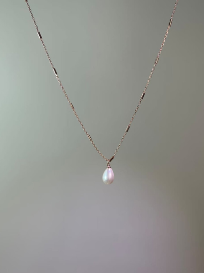 Delicate Bar Link Pearl Necklace