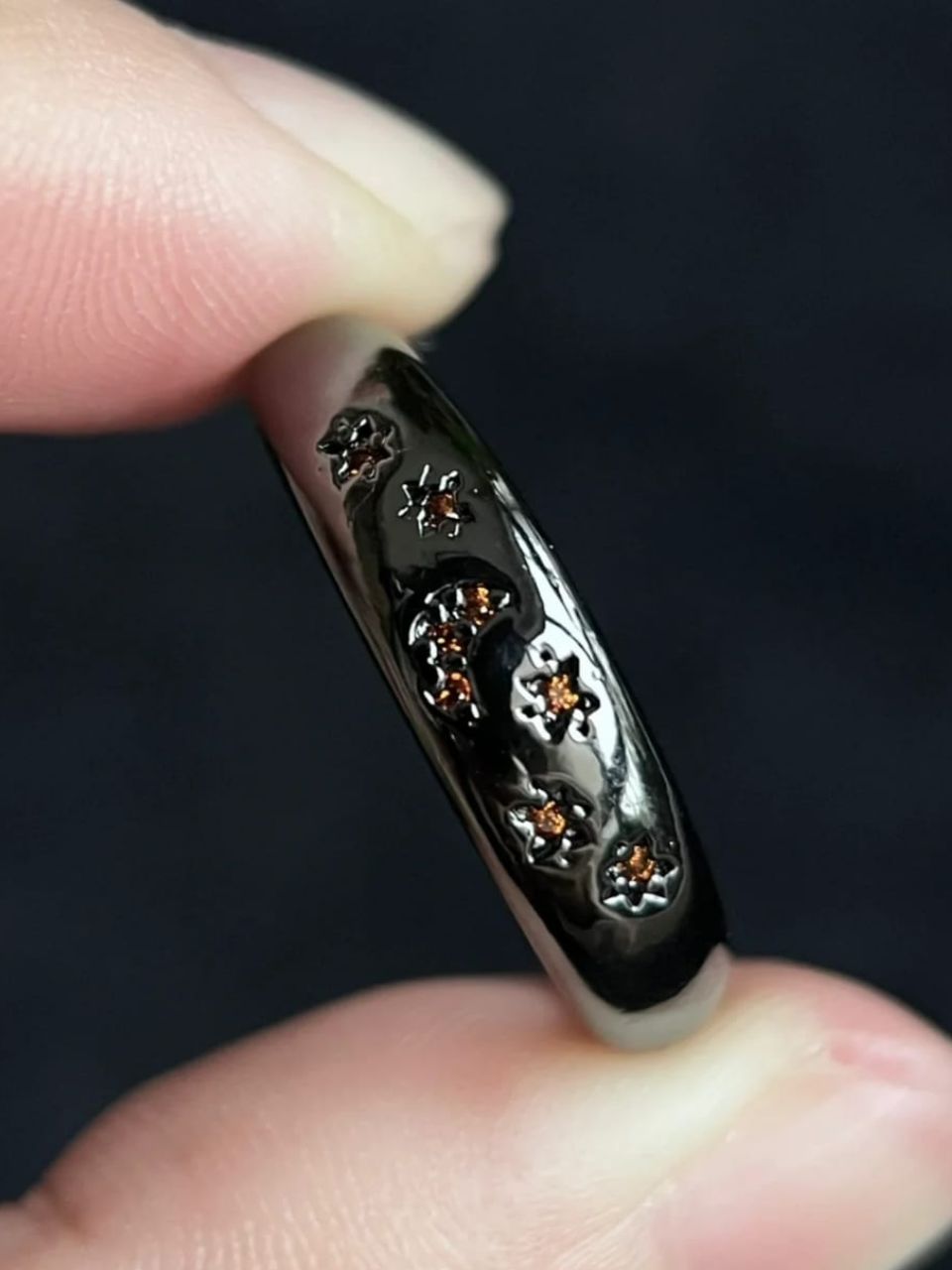 Black Celestial Open Cuff Ring