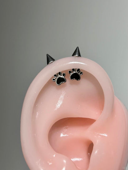 Black Kitten Paws Vertical Helix Earrings