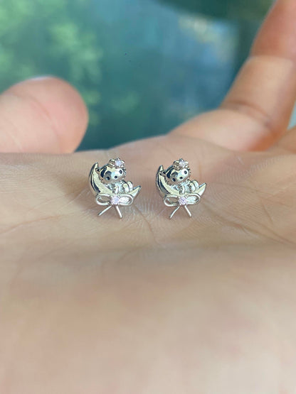 Moon Kitty Helix Earrings