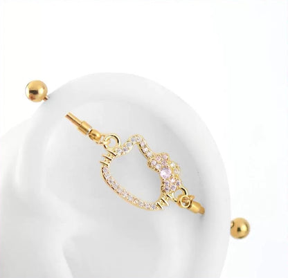 Kitty Gold Glitz Industrial Earrings