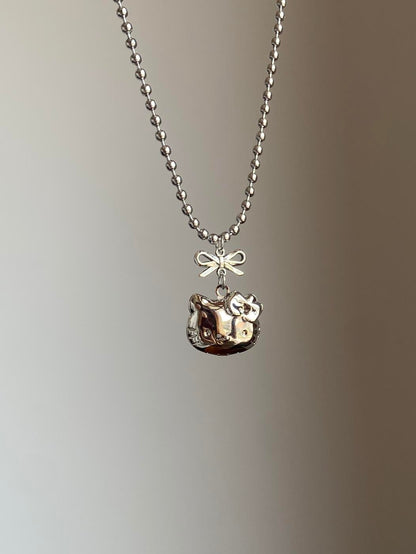 Kitty Bow Charm Locket Necklace