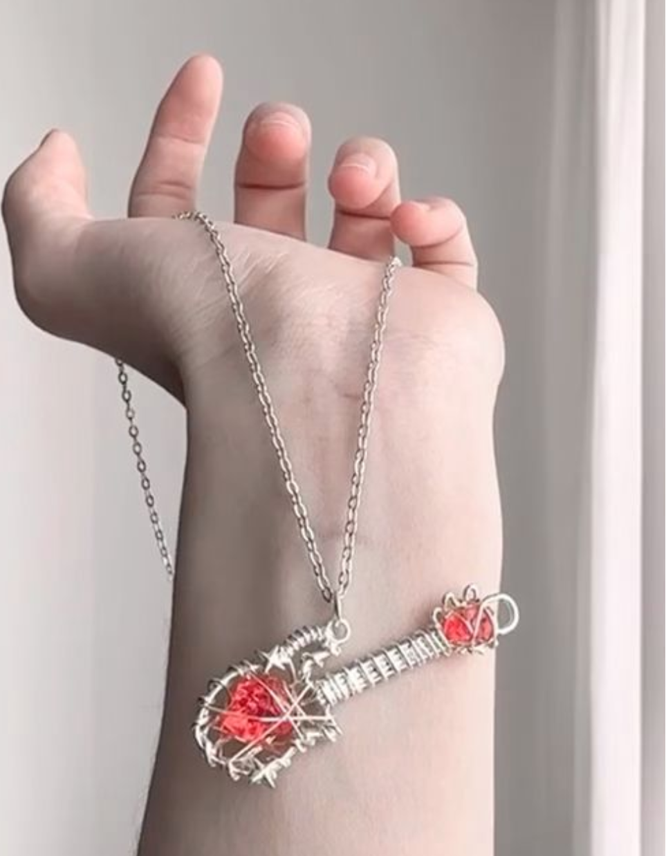 Rock Heart Wire-Wrapped Guitar Necklace