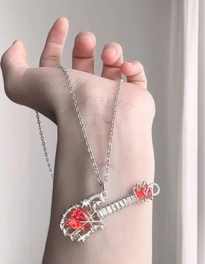 Rock Heart Wire-Wrapped Guitar Necklace