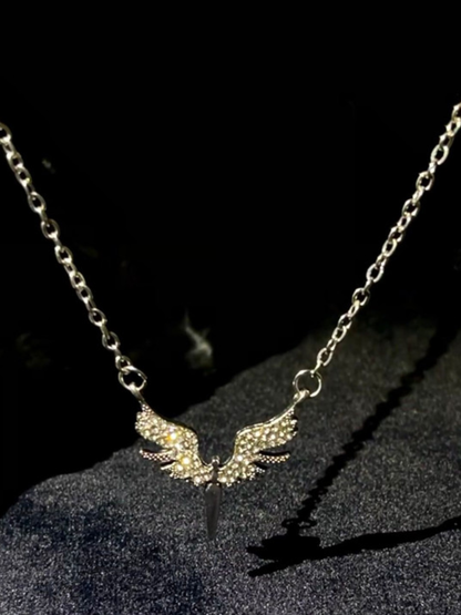 Crystal Pave Angel Wing Necklace
