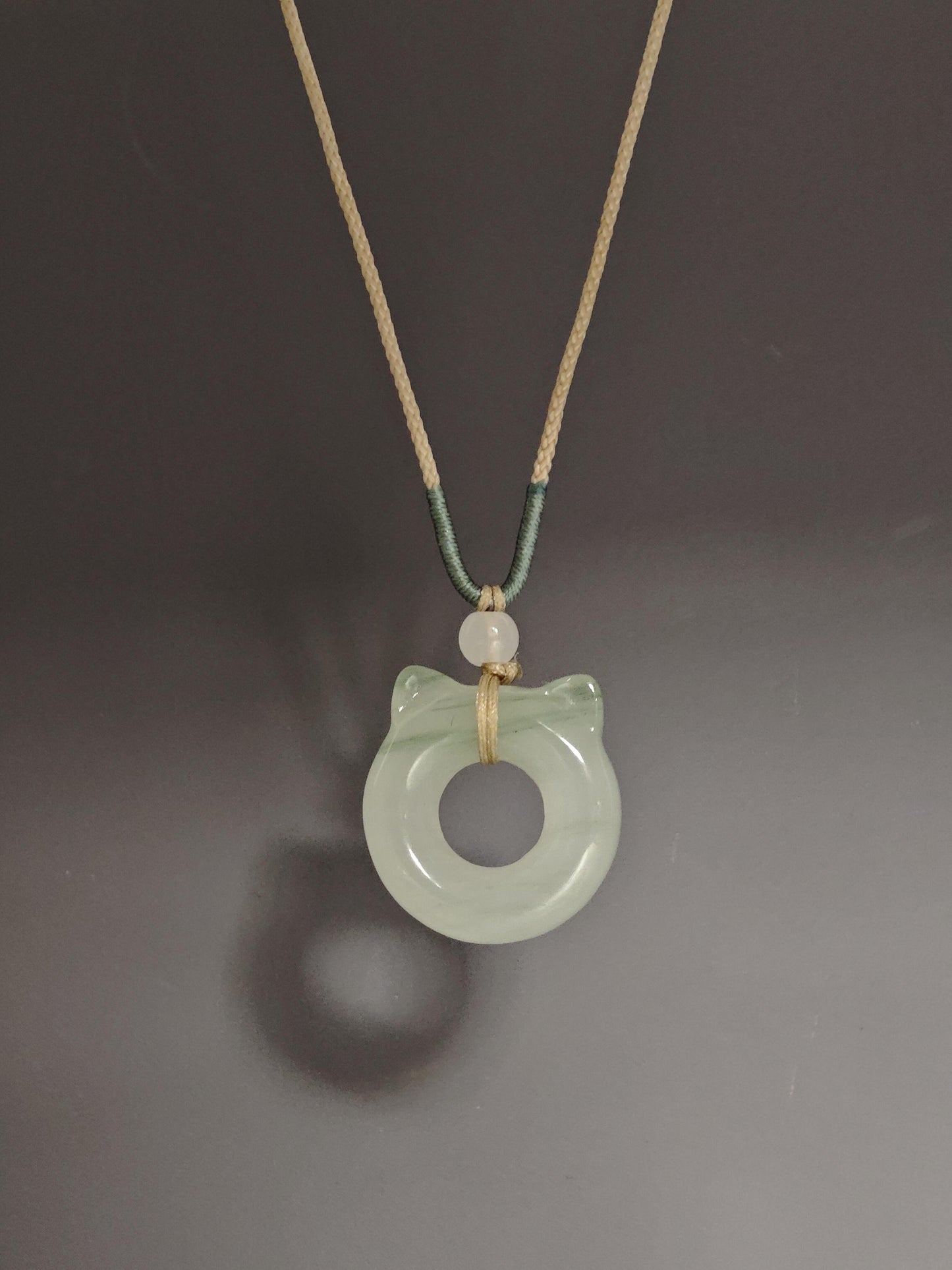 Jade Cat Ear Donut Necklace