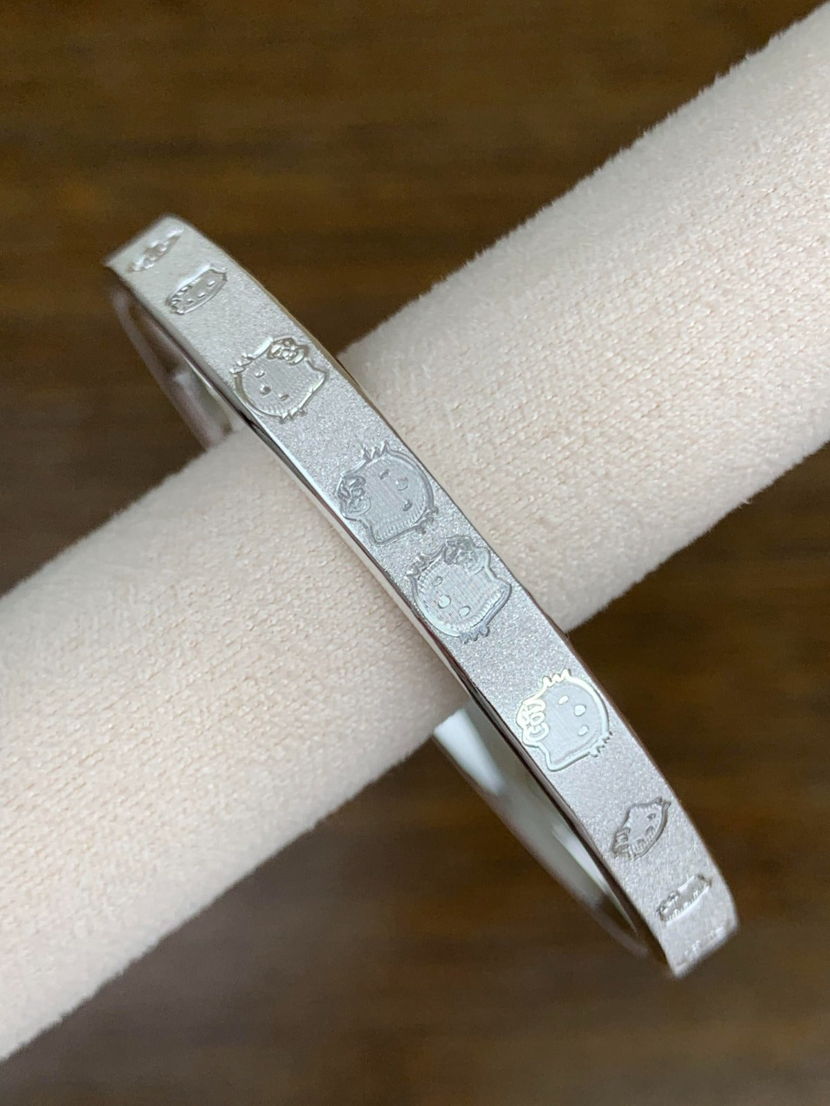 Matte Silver Hello Kitty Face Bangle