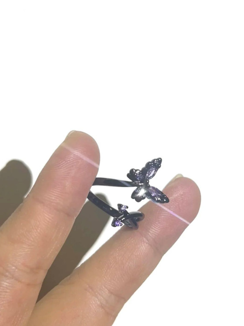 Purple Zirconia Sparkle Butterfly Ring