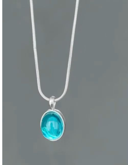 Aqua Glow Minimalist Pendant Necklace