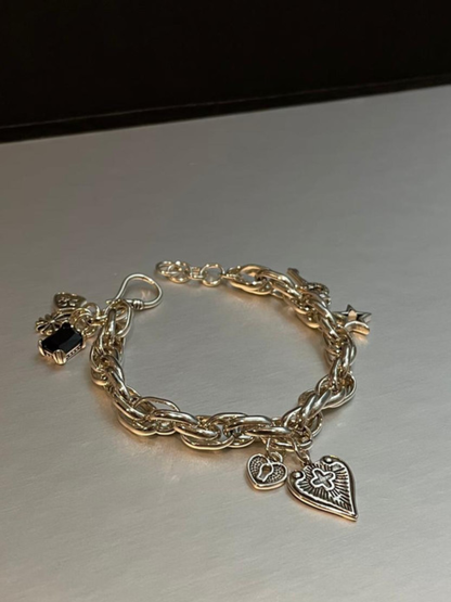 Olive Green Gemstone Cluster Bolo Bracelet