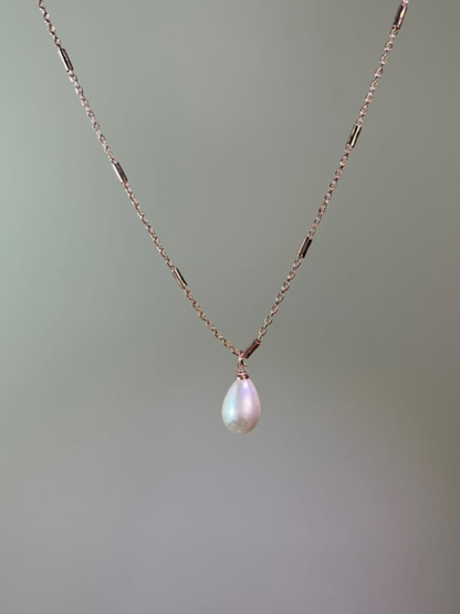 Delicate Bar Link Pearl Necklace