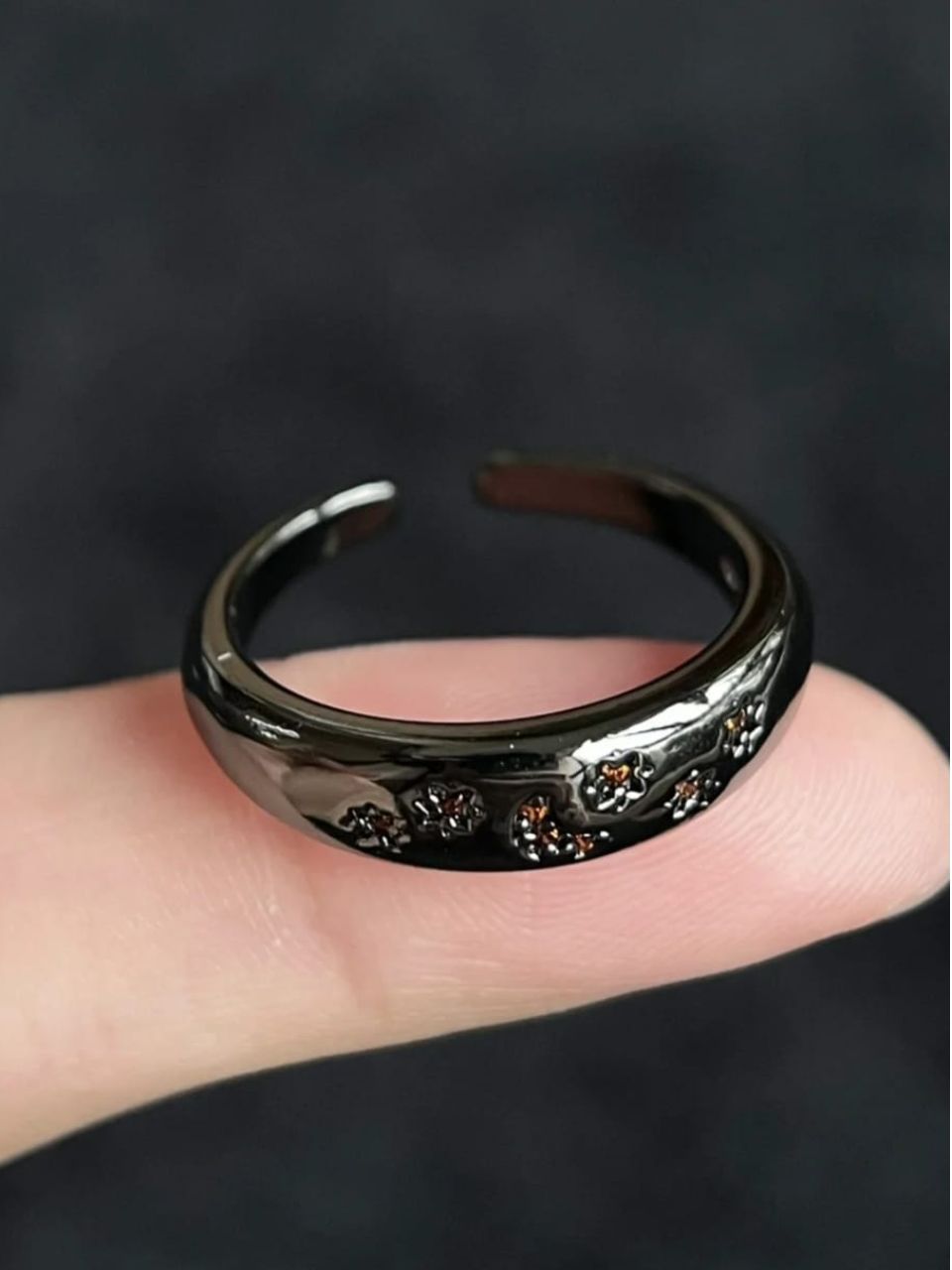 Black Celestial Open Cuff Ring
