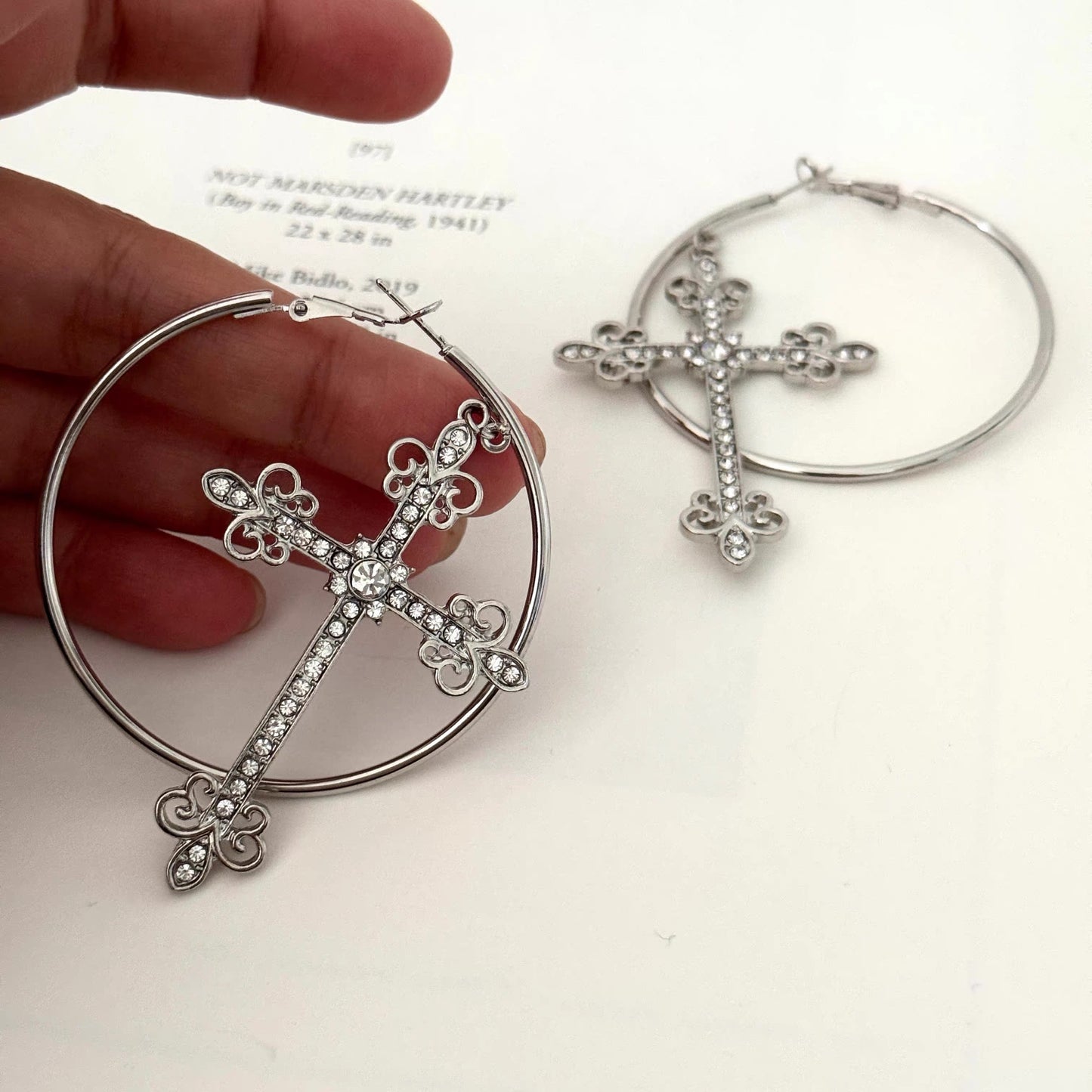 Angelic Cross Hoop Earrings