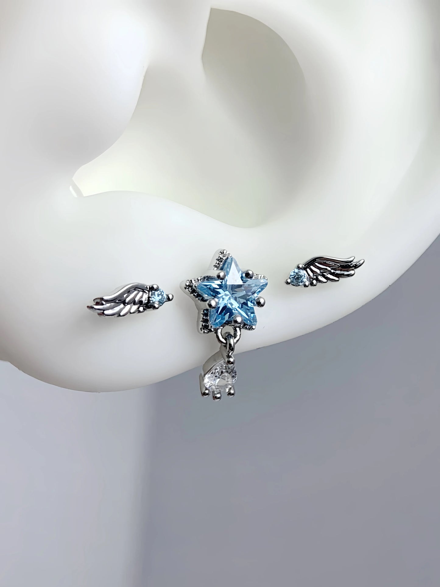 Blue Angel Stardrop Triple Lobe Earring Stack