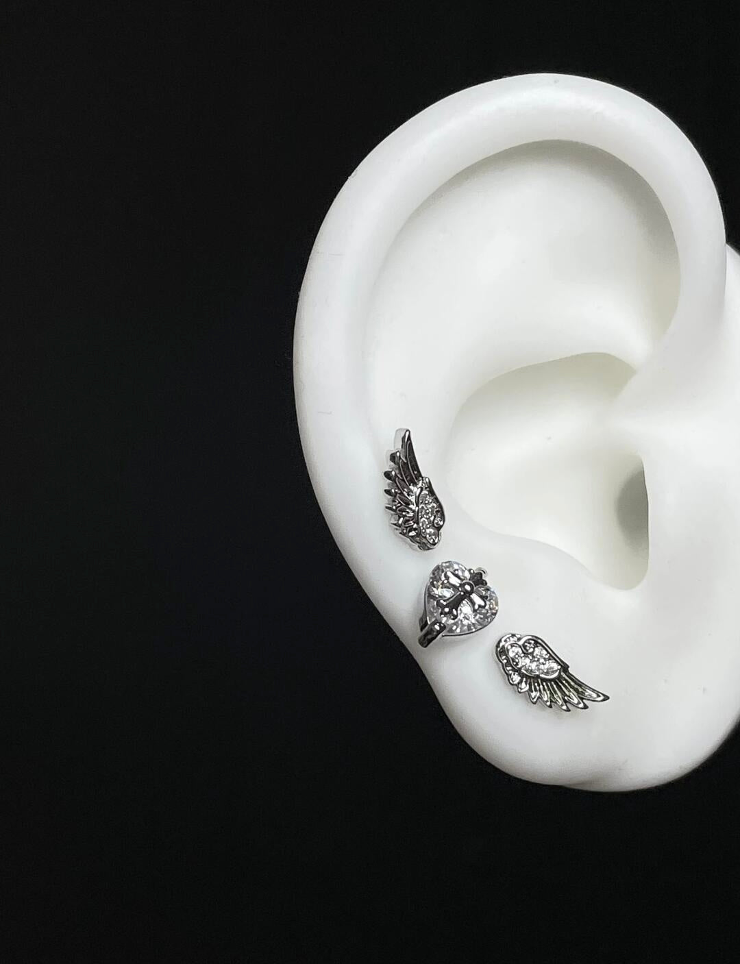 Devoted Wings Triple Lobe Earring Stack