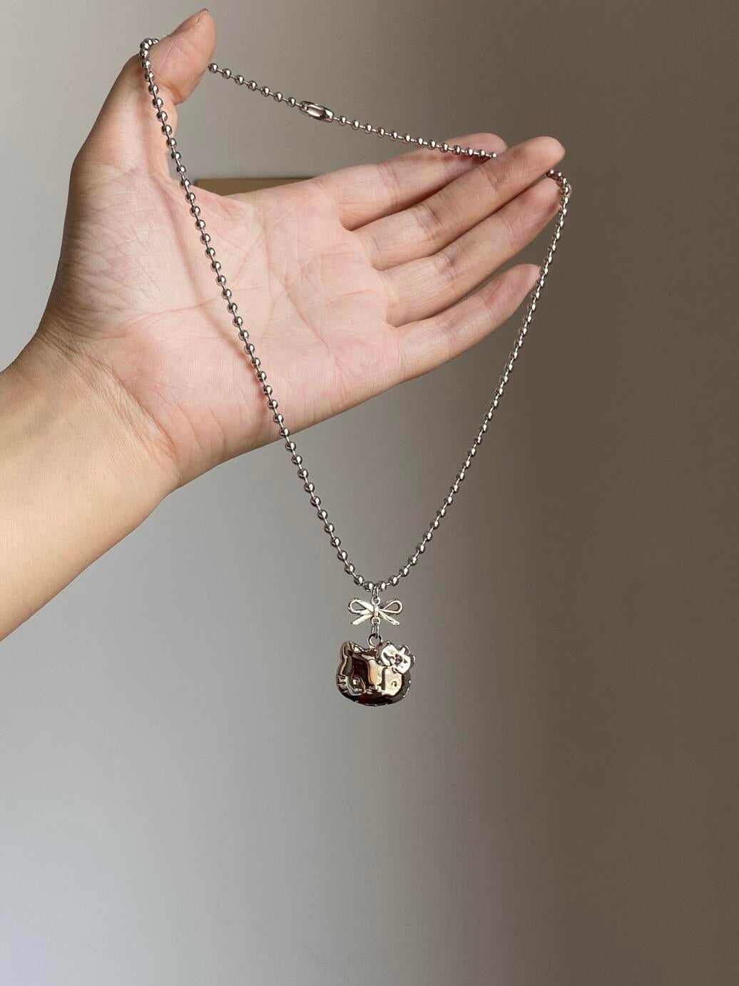 Kitty Bow Charm Locket Necklace