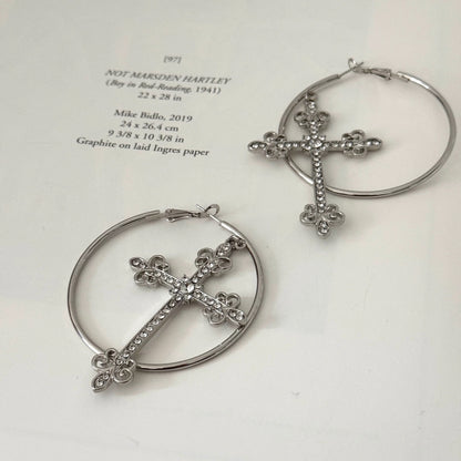 Angelic Cross Hoop Earrings