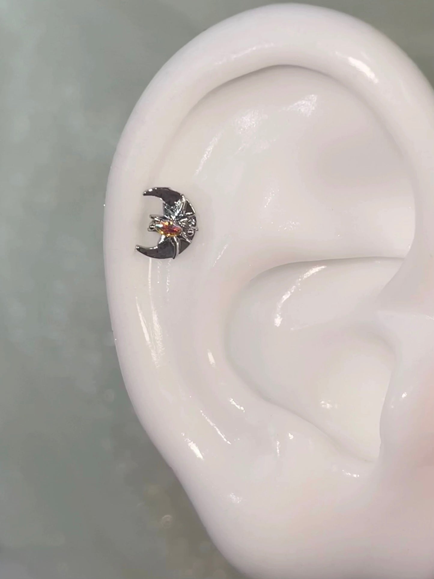 Radiant Sun & Moon Helix Earrings