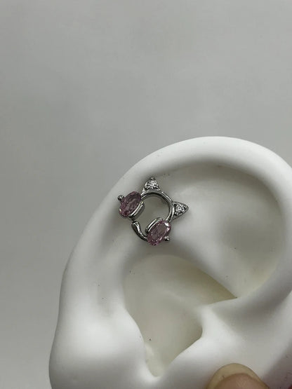 Pink Kitty Headphones Helix Earrings