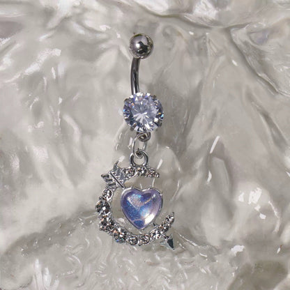 Purple Pierced Heart Belly Bar