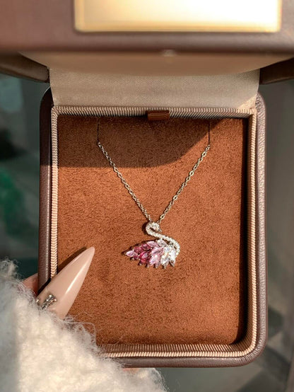 Pink Grace Swan Necklace