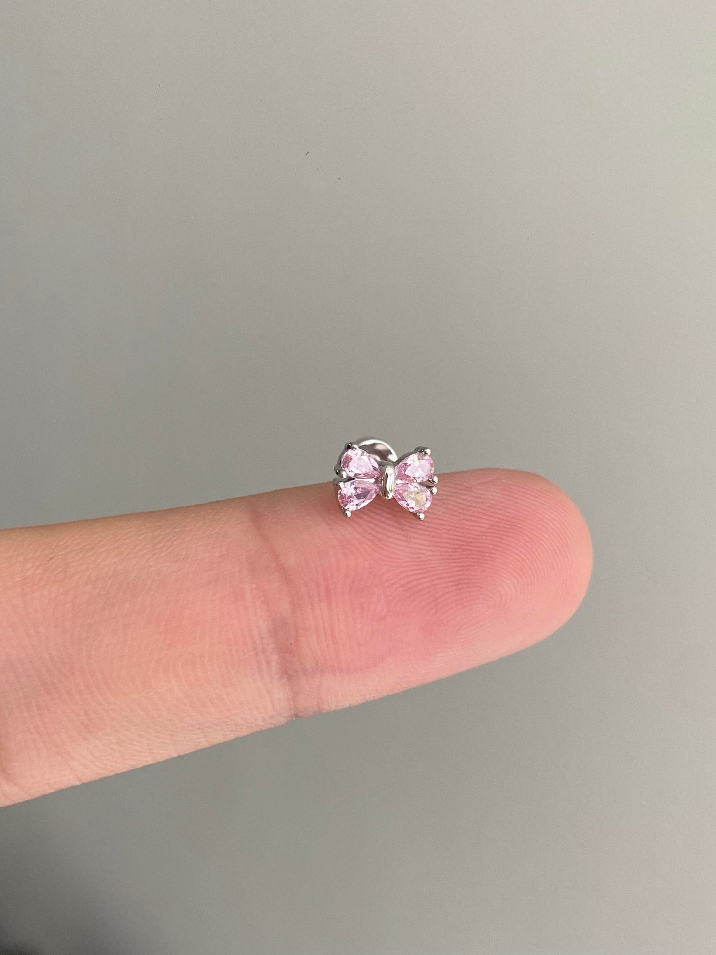 Peony Pink Bow Helix Earrings