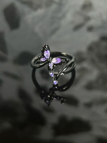 Purple Zirconia Sparkle Butterfly Ring