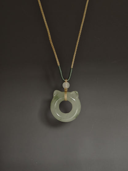 Jade Cat Ear Donut Necklace