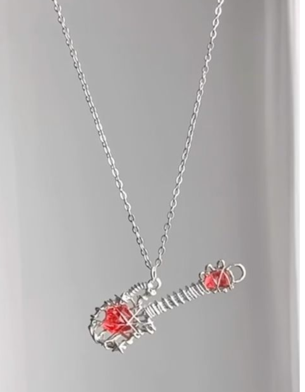 Rock Heart Wire-Wrapped Guitar Necklace