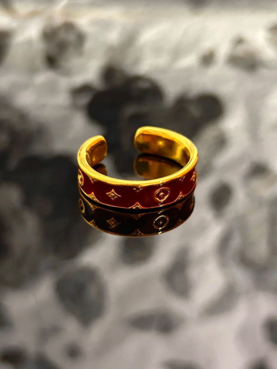 Ruby Red Flower Band Ring