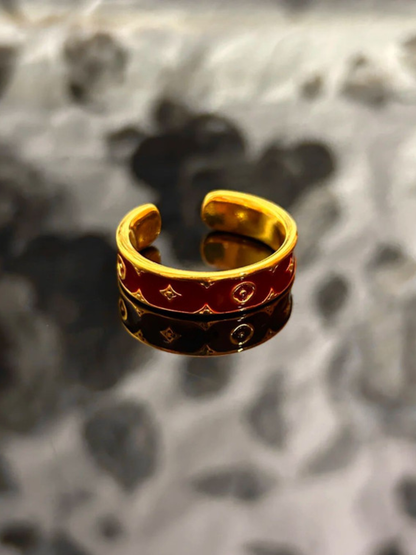 Ruby Red Flower Band Ring