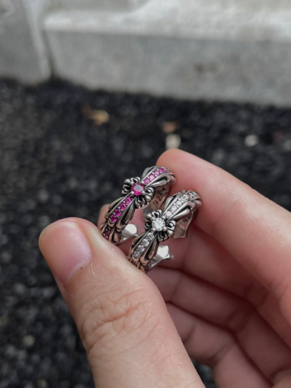 Gothic Gemstone Flower Band Ring