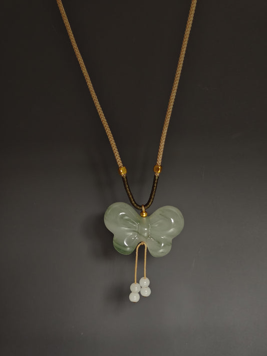 Jade Butterfly Pendant Necklace
