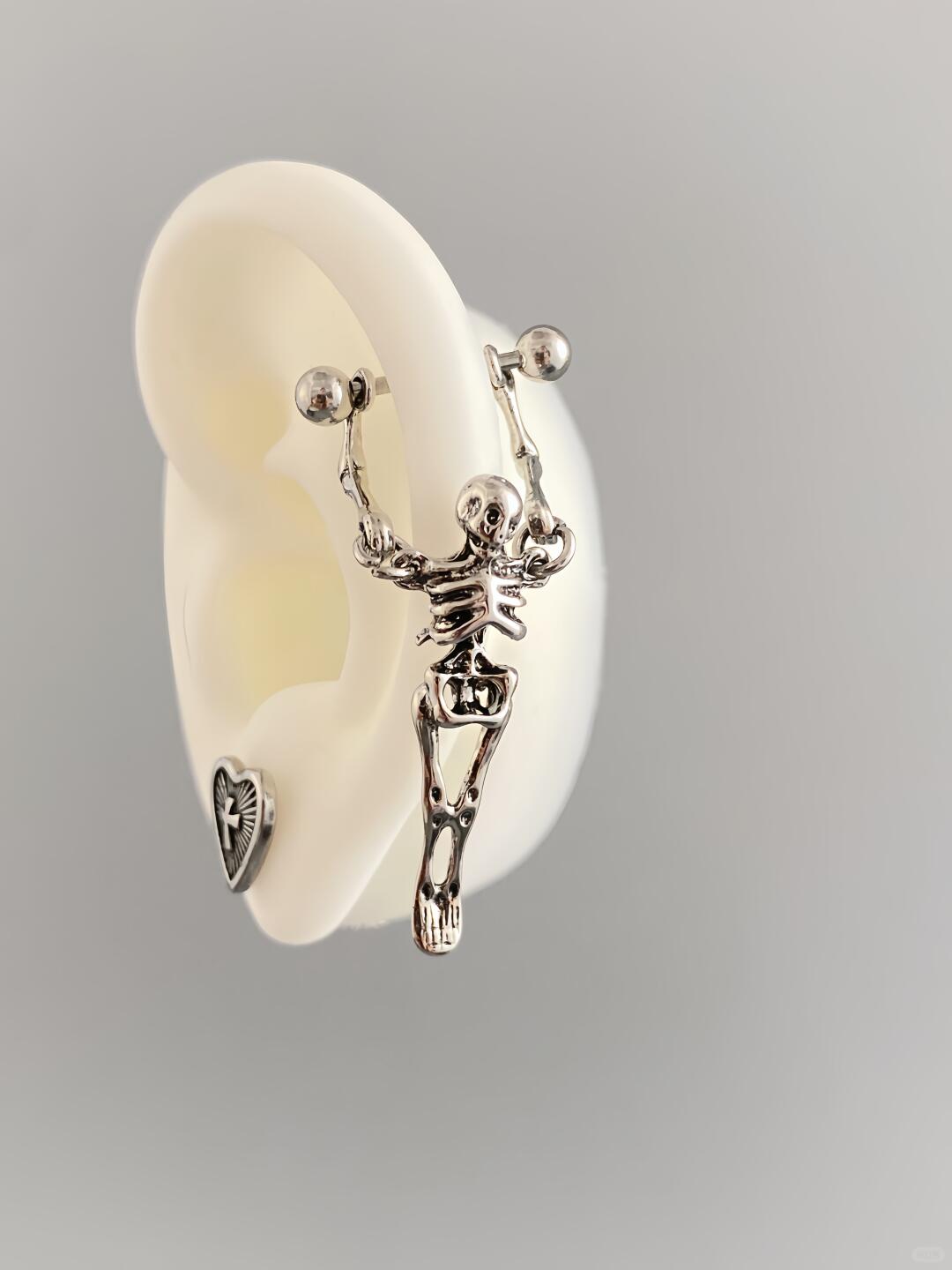 Hanging Skeleton Helix Earrings