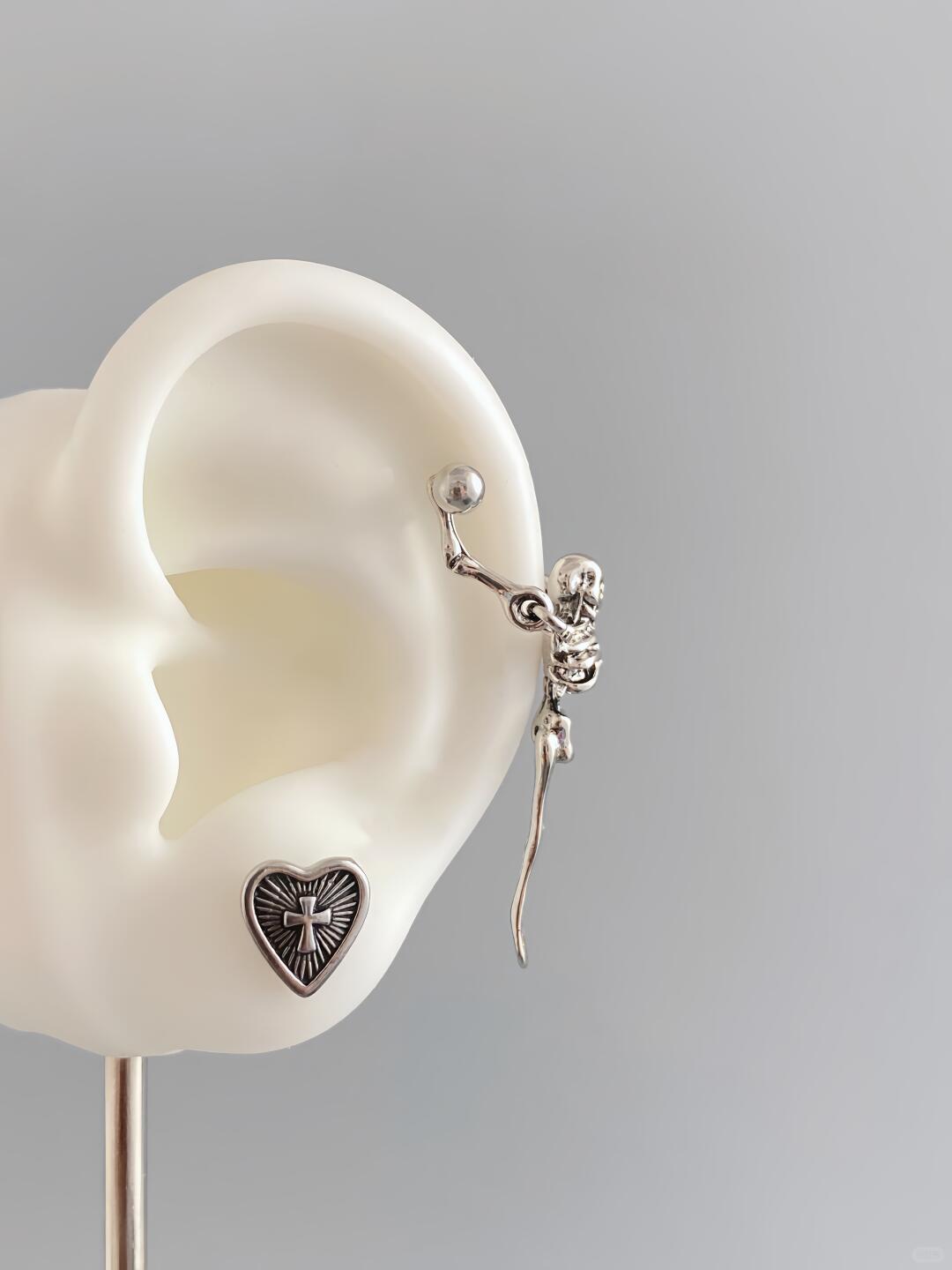 Hanging Skeleton Helix Earrings