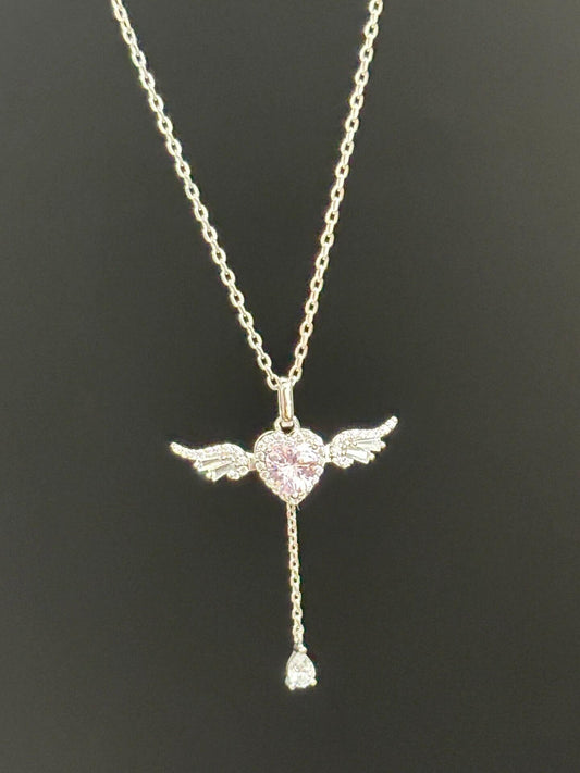 Pink Angel Heart Fidget Necklace