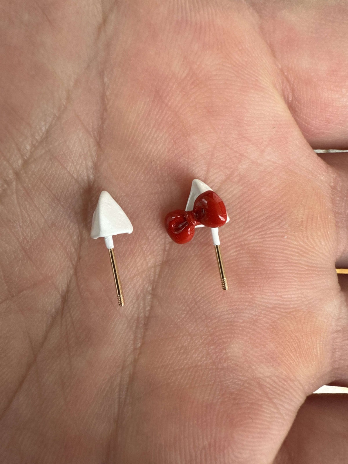 H-Kitty Charm Duo Vertical Helix Earrings