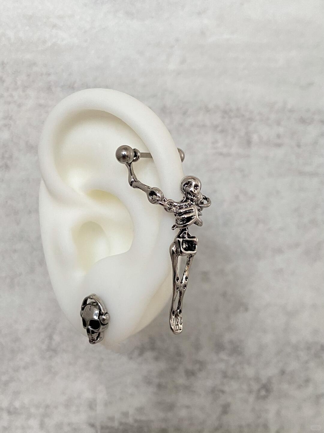 Hanging Skeleton Helix Earrings