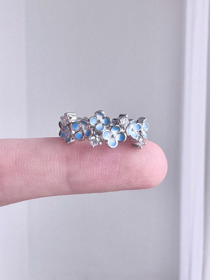 Azure Flower Adjustable Ring