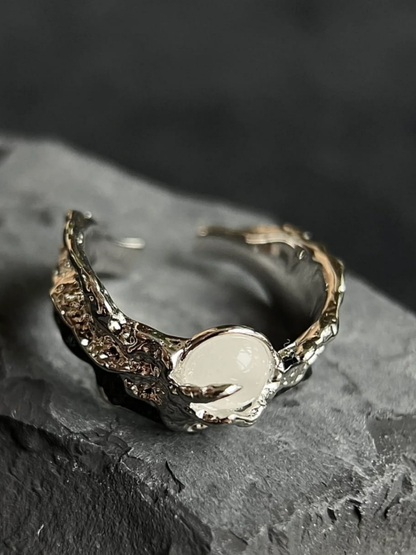 Silver Branch White Stone Adjustable Ring