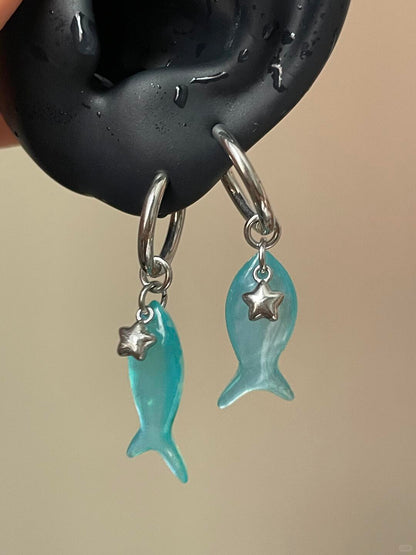 Aqua Starfish Earrings