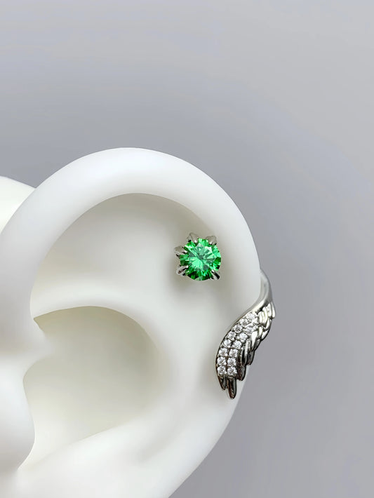 Green Halo Wings Helix Earrings V2