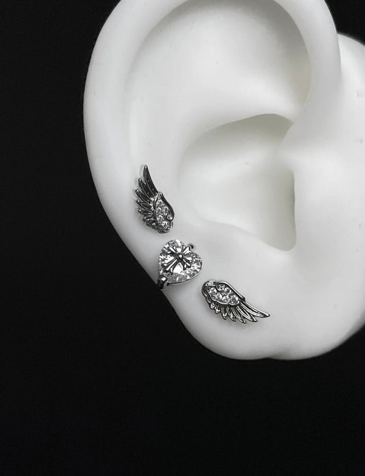Devoted Wings Triple Lobe Earring Stack