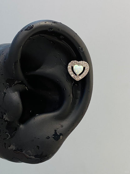 Frosted Heart Helix Earrings