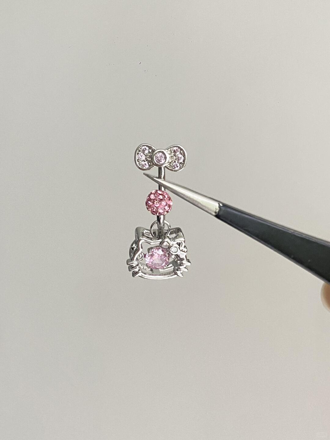 Bow Drop Kitty Earrings