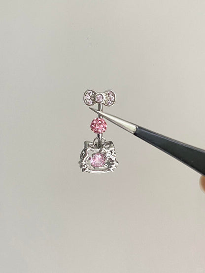 Bow Drop Kitty Earrings