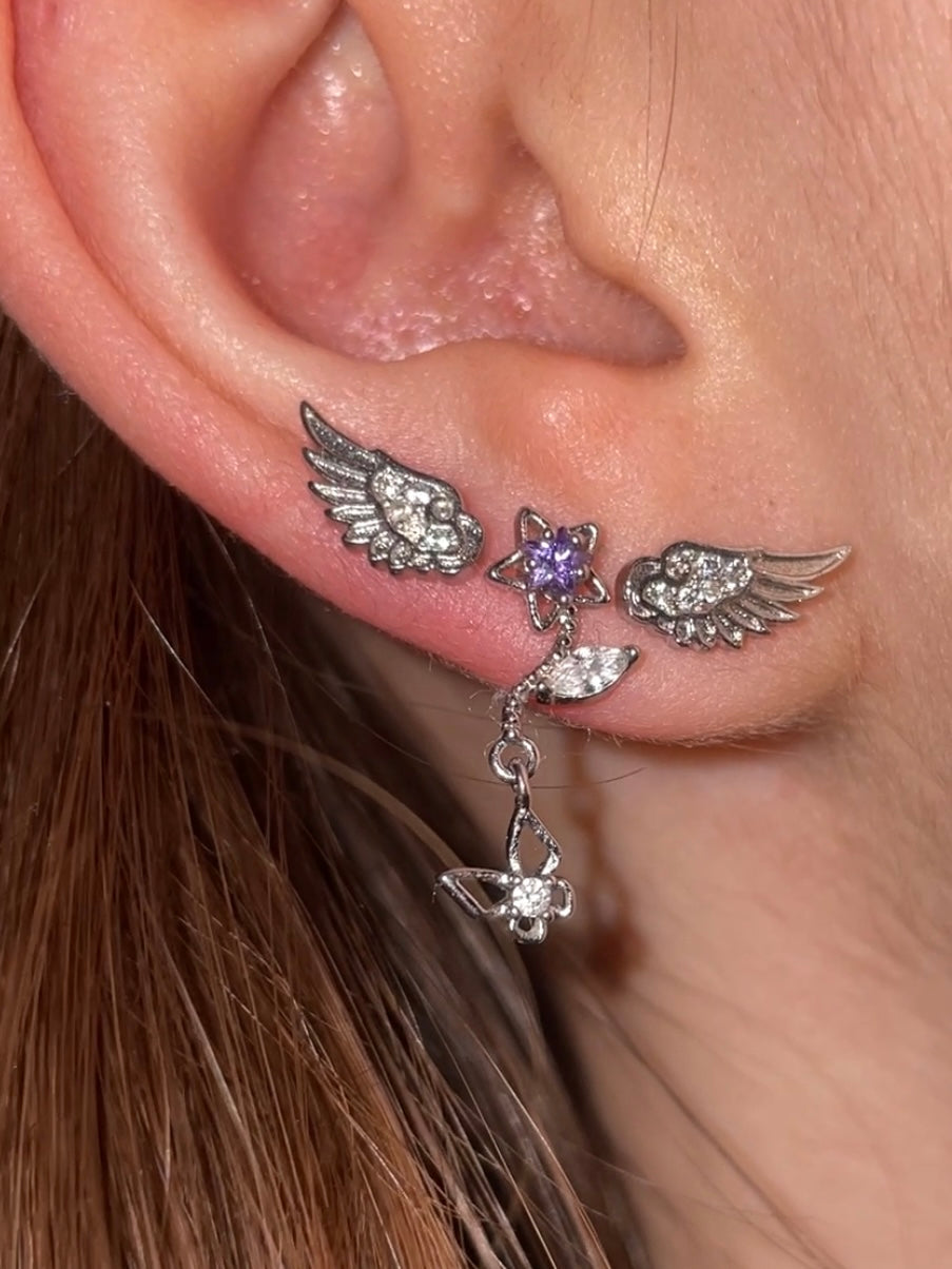 Angelic Star Triple Lobe Earring Stack